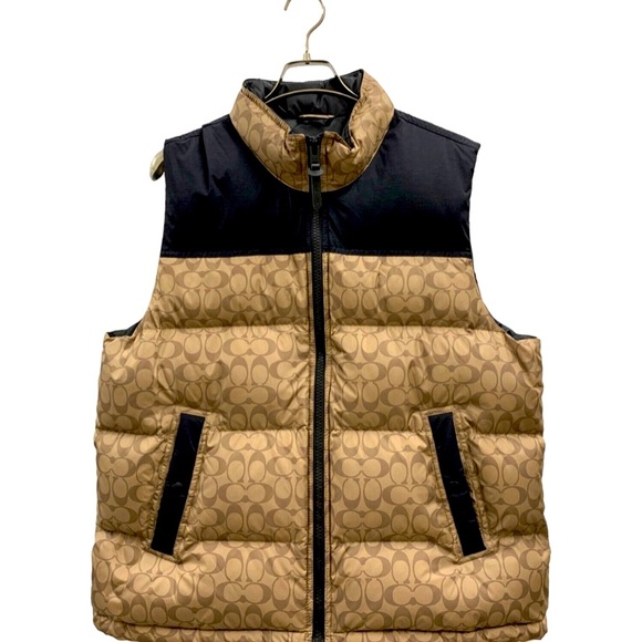 Coach Other - COACH MONOGRAM SIGNATURE C5035 DOWN VEST XL POLYESTER Beige TOTAL  PATTERN Used